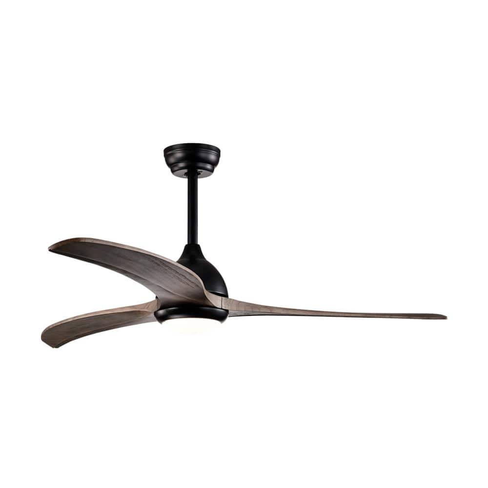 52 in. Indoor/Outdoor Dark Brown Wood Downrod Mount Standard Ceiling Fan with LED Light and Remote Control price history on PriceWatchPro