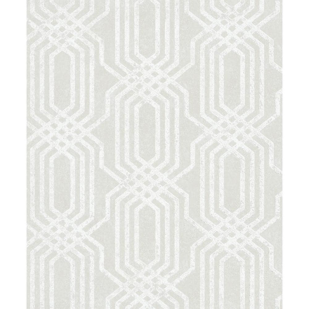 Hotel Collection Beige Embossed Geometric Trellis Glitter Finish Non-Pasted