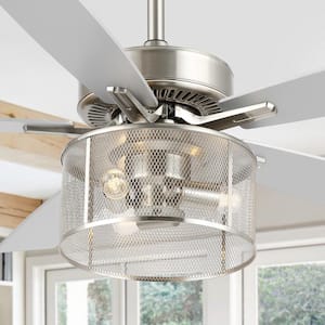 Max 52 in. 3-Light Nickel/White Maple/Silver Farmhouse Industrial Iron/Wood Mobile-App/Remote-Controlled LED Ceiling Fan