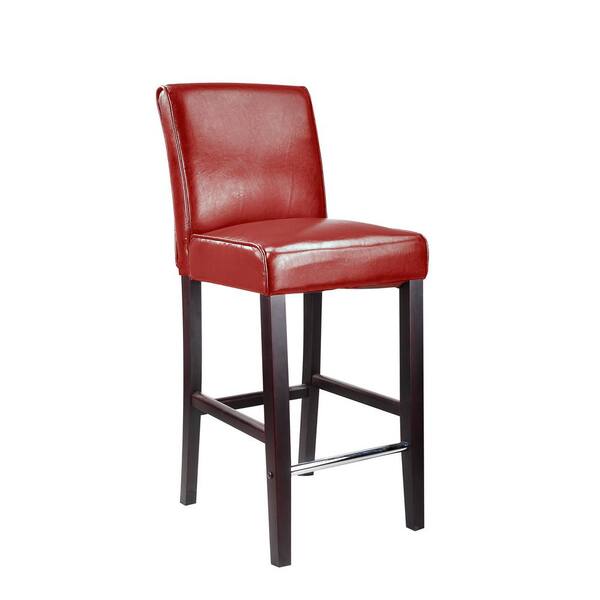 CORLIVING Antonio 31 In. Red Bonded Leather Bar Stool DAD-553-B - The ...