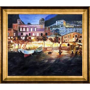 29 in. x 25 in. "Positano by Night Reproduction with Athenian Gold Frame" by Rolando Lambiase Framed Wall Art