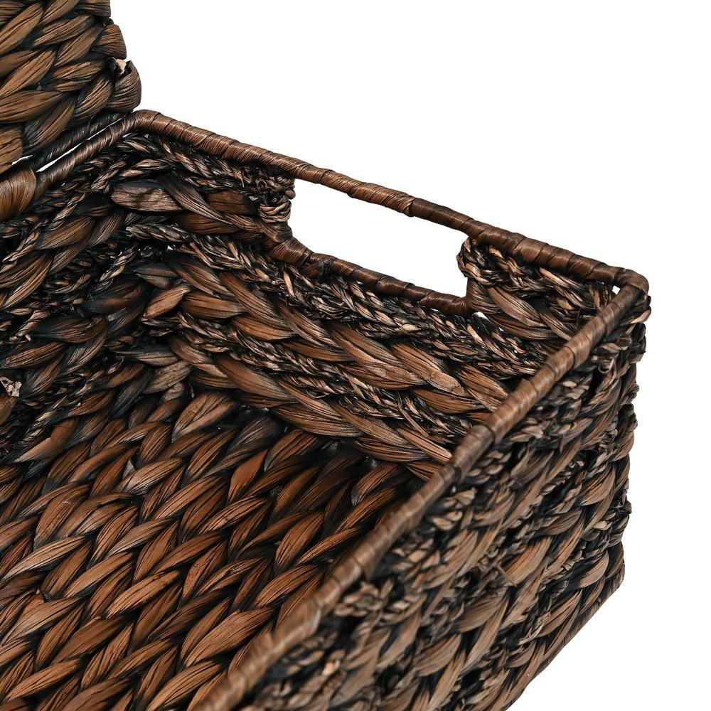 Brown Handwoven Seagrass Rectangular Storage Baskets Set of 3