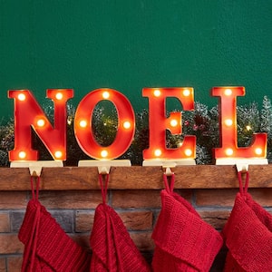 8.5 in. H Metal Noel Christmas Stocking Holder with LED (Set Of 4)