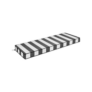 48 in. x 17 in. 1-Piece Universal Outdoor Bench Cushion in Black/White Stripe (1-Pack)