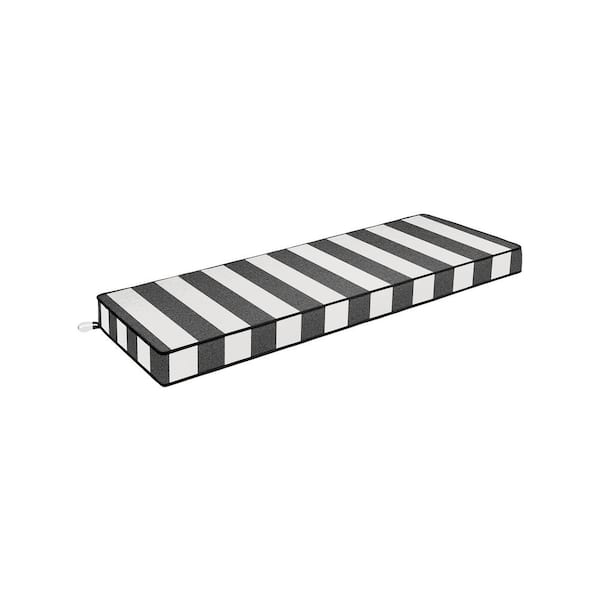 HAVEN WAY 48 in. x 17 in. 1-Piece Universal Outdoor Bench Cushion in Black/White Stripe (1-Pack)