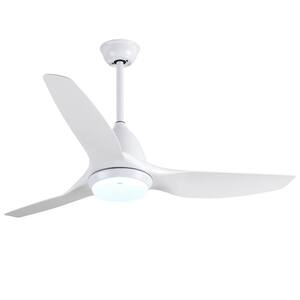 52 in. Indoor White Ceiling Fan with Light Kit and Remote Control LED Ceiling Light