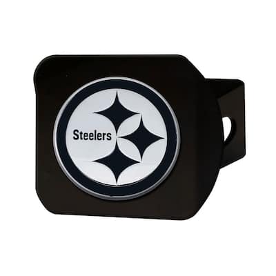 NFL - Pittsburgh Steelers 3D Chrome Emblem on Type III Black Metal Hitch Cover