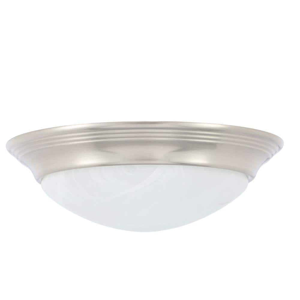 Brushed Nickel Alabaster Glass Flush Mount Ceiling Light