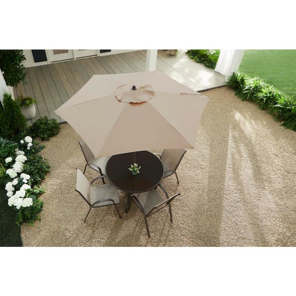 Stylewell 7 5 Ft Steel Market Outdoor Patio Umbrella In Riverbed Taupe Uts00203e Rvb The Home Depot