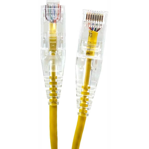 Micro Connectors, Inc 7 ft. 28AWG Ultra Slim CAT 6 Patch Cables, Yellow (5 per Box)