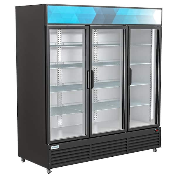 3 Glass Commercial Display Refrigerator Upright Beverage Cooler Merchandiser-56,56 Cu. Ft. Swing Door, Black