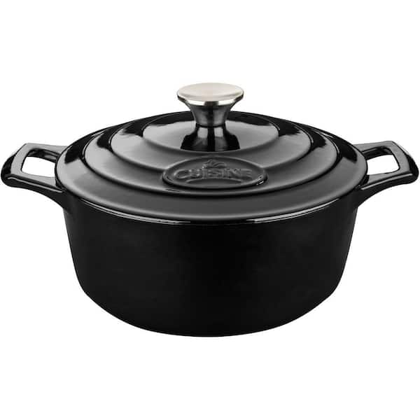 La Cuisine PRO Range 3.7 qt. Round Cast Iron Casserole Dish in Slate Black with Lid