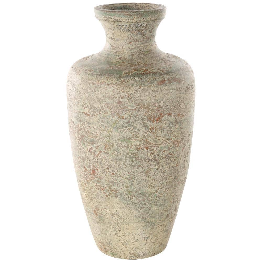 Rustic Cream and Brown Ceramic Urn Vase