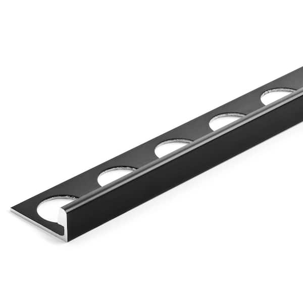 TrimMaster Black 3/8 in. x 98-1/2 in. Aluminum L-Shaped Tile Edging Trim 10-Pack