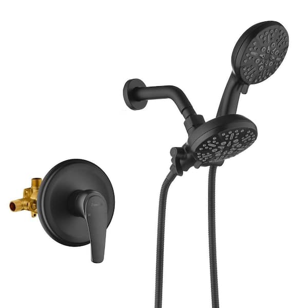 Single Handle 7-Spray Shower Faucet 1.8 GPM with Pressure Balance Matte Black