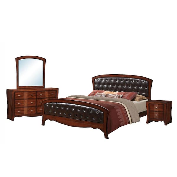 Picket House Furnishings Jansen 4-Piece Medium Espresso King Panel Bedroom Set
