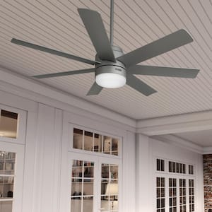Brazos 52 in. Indoor/Outdoor Matte Silver Standard Ceiling Fan with LED Bulbs and Remote Included