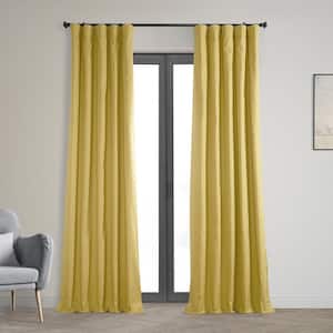 Light Ochre Yellow Solid Cotton 50 in. W x 108 in. L Rod Pocket Blackout Curtain (Single Panel)