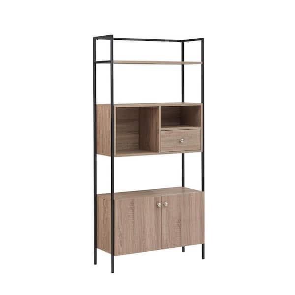 THE URBAN PORT 31.25 Wide Light Natural Brown 3 Tier Etagere Bookcase ...