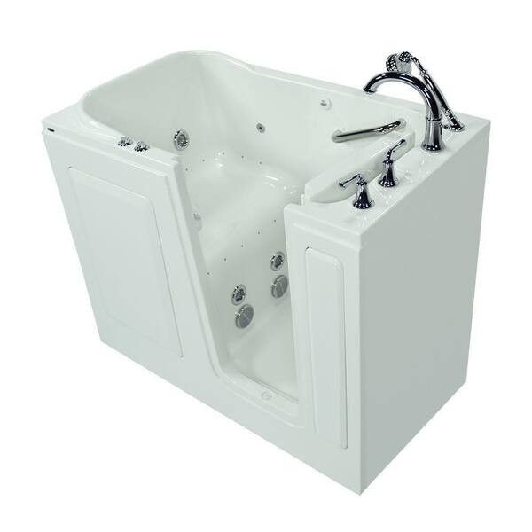 American Standard Gelcoat 4 ft. Walk-In Whirlpool and Air Bath Tub with Right-Hand Quick Drain and Cadet Right-Height Toilet in White