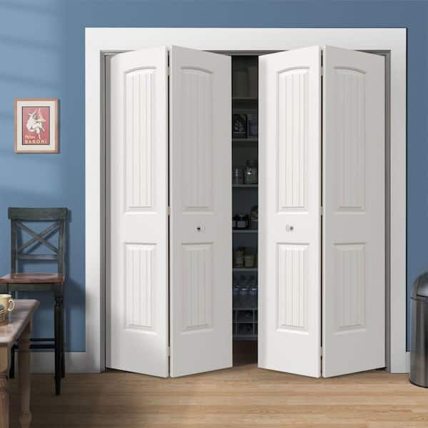 72 in. x 80 in. Santa Fe White Painted Smooth Molded Composite Closet Bi-fold Door