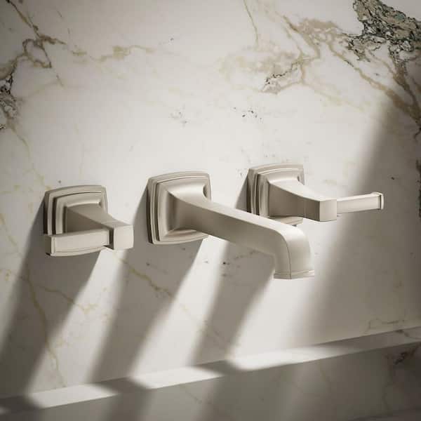Riff 2 Handle Wall Mounted Faucet with Handles in Vibrant Brushed Nickel