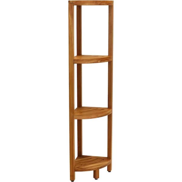 Kai™ 12 in. x 12 in. x 59 in. 4-Tier Corner Teak Household Shelving Unit Teak Oil Finish