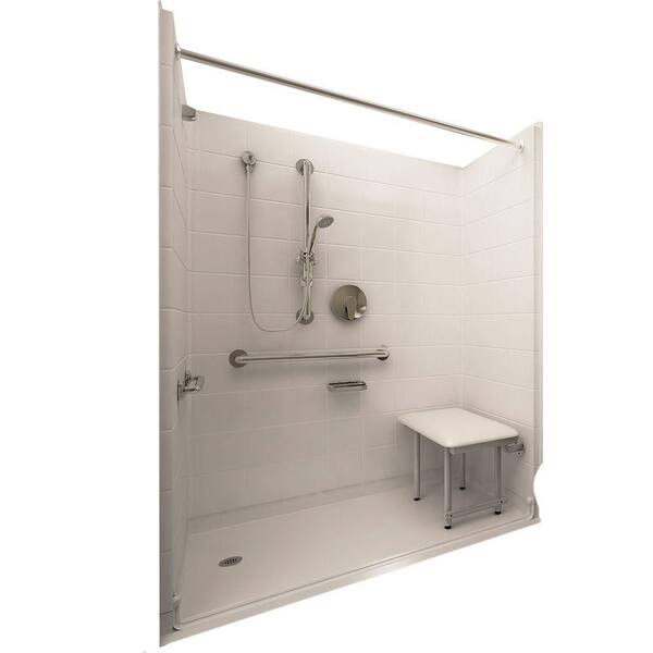 Ella Deluxe 31 in. x 60 in. x 77-1/2 in. 5-piece Barrier Free Roll In Shower System in White with Left Drain