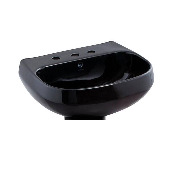 KOHLER Wellworth 5-1/2 in. Pedestal Sink Basin in Black