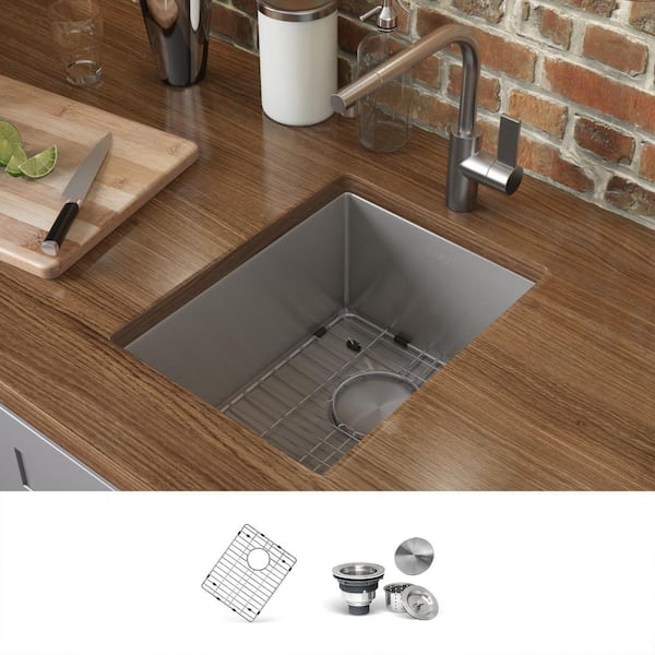 Gravena 16 in. Undermount Single Bowl 16-Gauge Stainless Steel Bar Prep Kitchen Sink with Rounded Corners