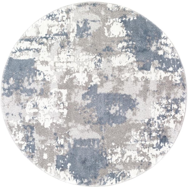 Pasargad Home Faro Blue/Multi 5 ft. x 5 ft. Round Geometric Area Rug PY-03  5x5 - The Home Depot