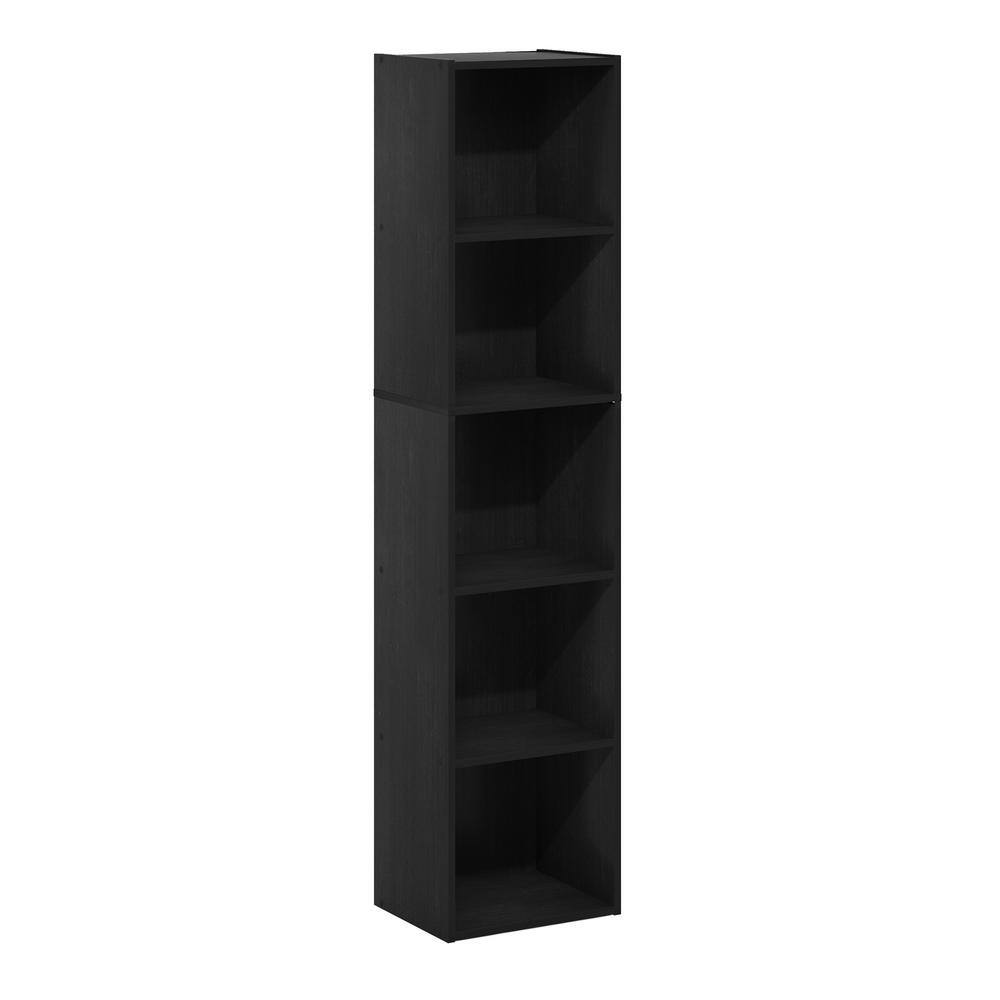 Furinno Pasir 52.1 in. Blackwood 5-Shelf Standard Bookcase