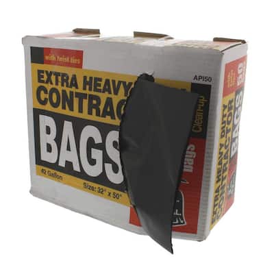 42 Gal. Heavy-Duty Contractor Trash Bags with Twist Ties (50-Count)