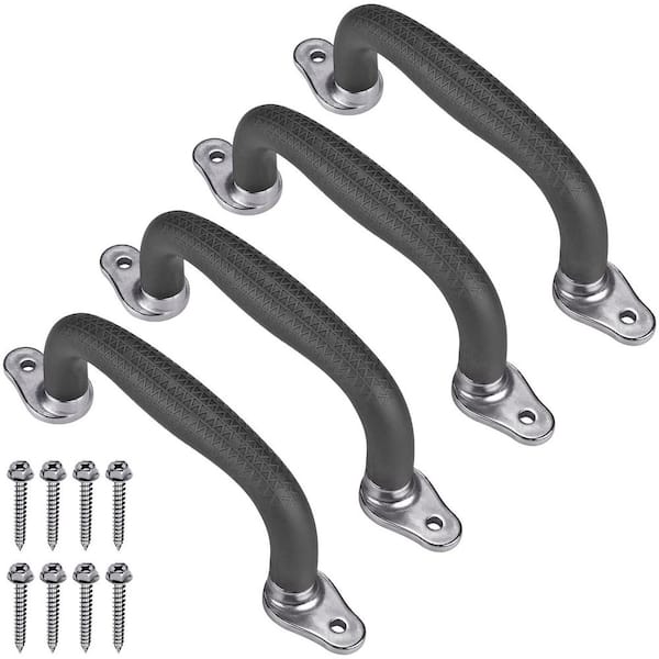 Black Playground Safety Handles, Non-Slip Kids Playground Grab Handles, Durable Indoor Outdoor Playset Handles, 4-Pack