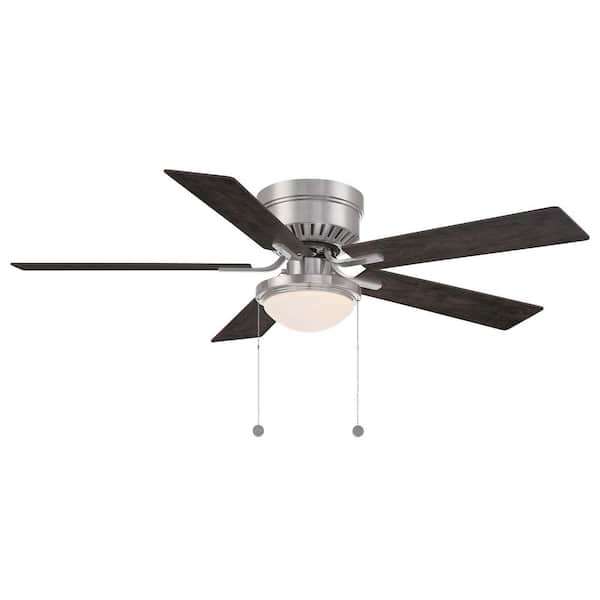 Hugger II 52 in. Indoor Brushed Nickel Low Profile Ceiling Fan with 2 LED Bulbs Included