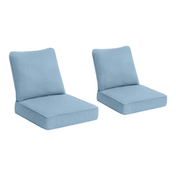 Hampton Bay 24 in. W x 24 in. D Cushionguard Deep Seat Universal Outdoor Cushion in Surf (Set of 2)