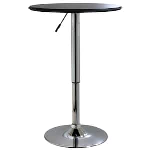 Retro Style Chrome Bar Table Set in Back with Adjustable Height Vinyl Padded Swivel Chairs (3-Piece)