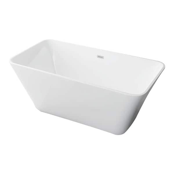 66 in. x 30 in. Acrylic Surface Freestanding Soaking Bathtub in White