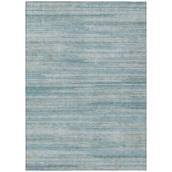 Chantille Machine Washable Indoor/Outdoor Abstract ACN3115 Teal 8 ft. x 10 ft. Area Rug