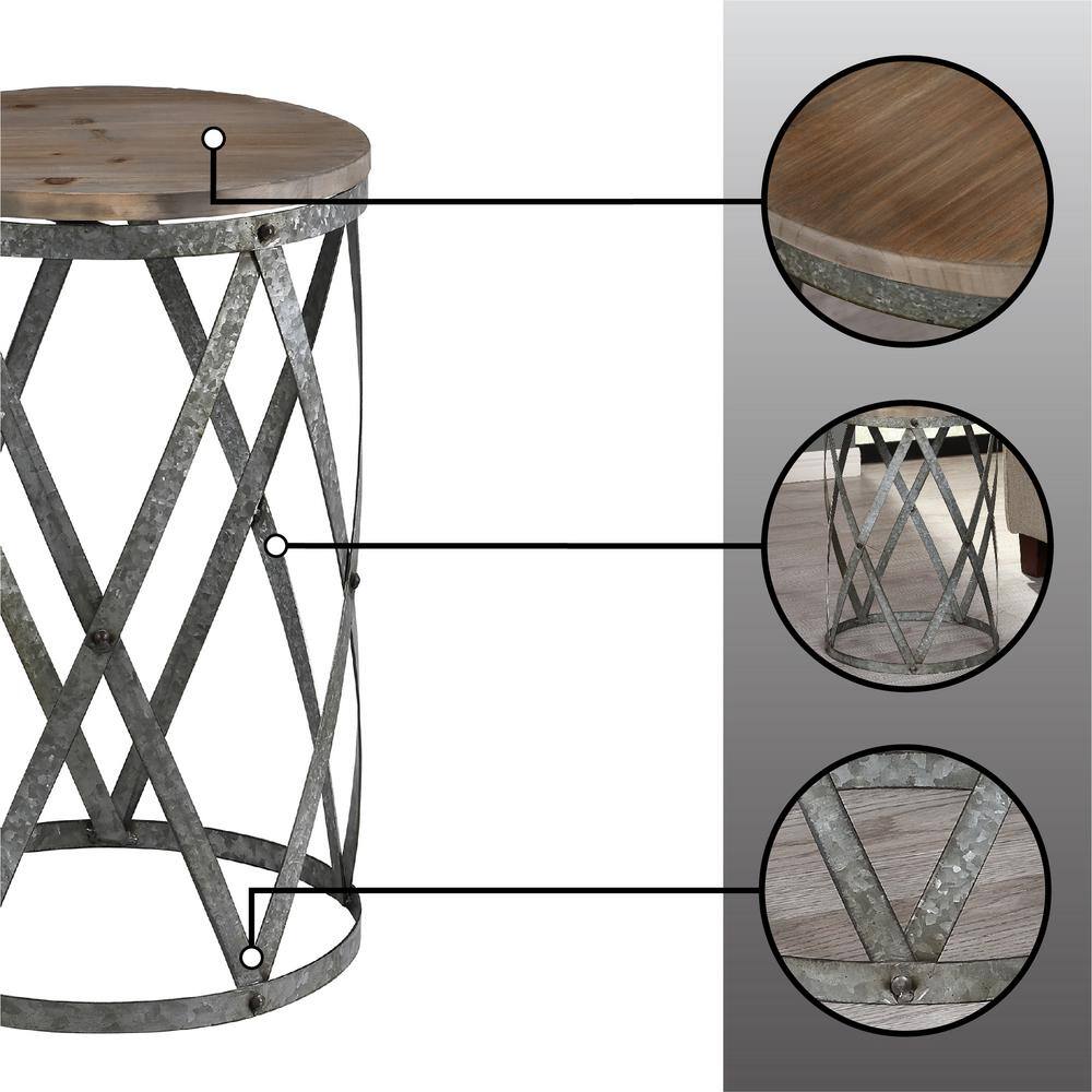 Westbrook Round Wood and Metal End Table