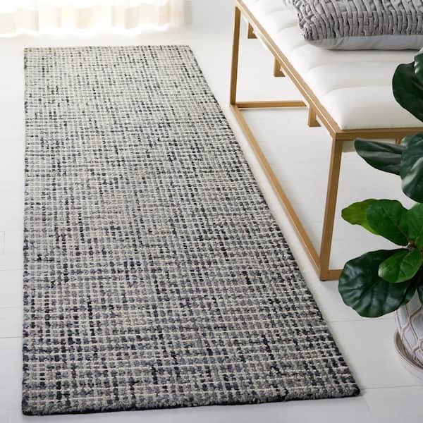 Abstract 2 ft. x 6 ft. Dark Gray/Ivory Crosshatch Runner Rug