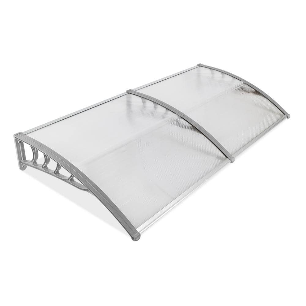 Karl home 78 in. Gray Bracket Door and Window Fixed Awning in Clear 954776857347 The Home Depot