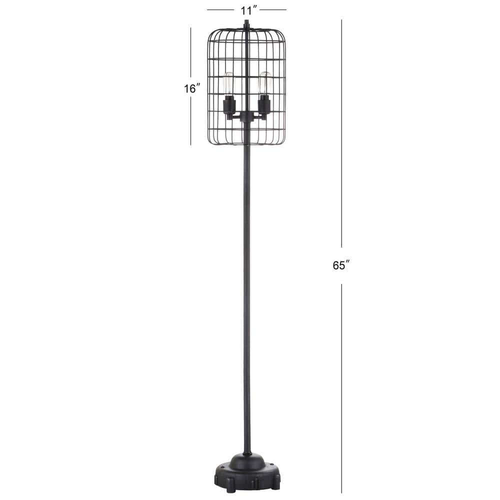 Odette 65" Black/Silver Industrial Metal Floor Lamp with Edison Bulb