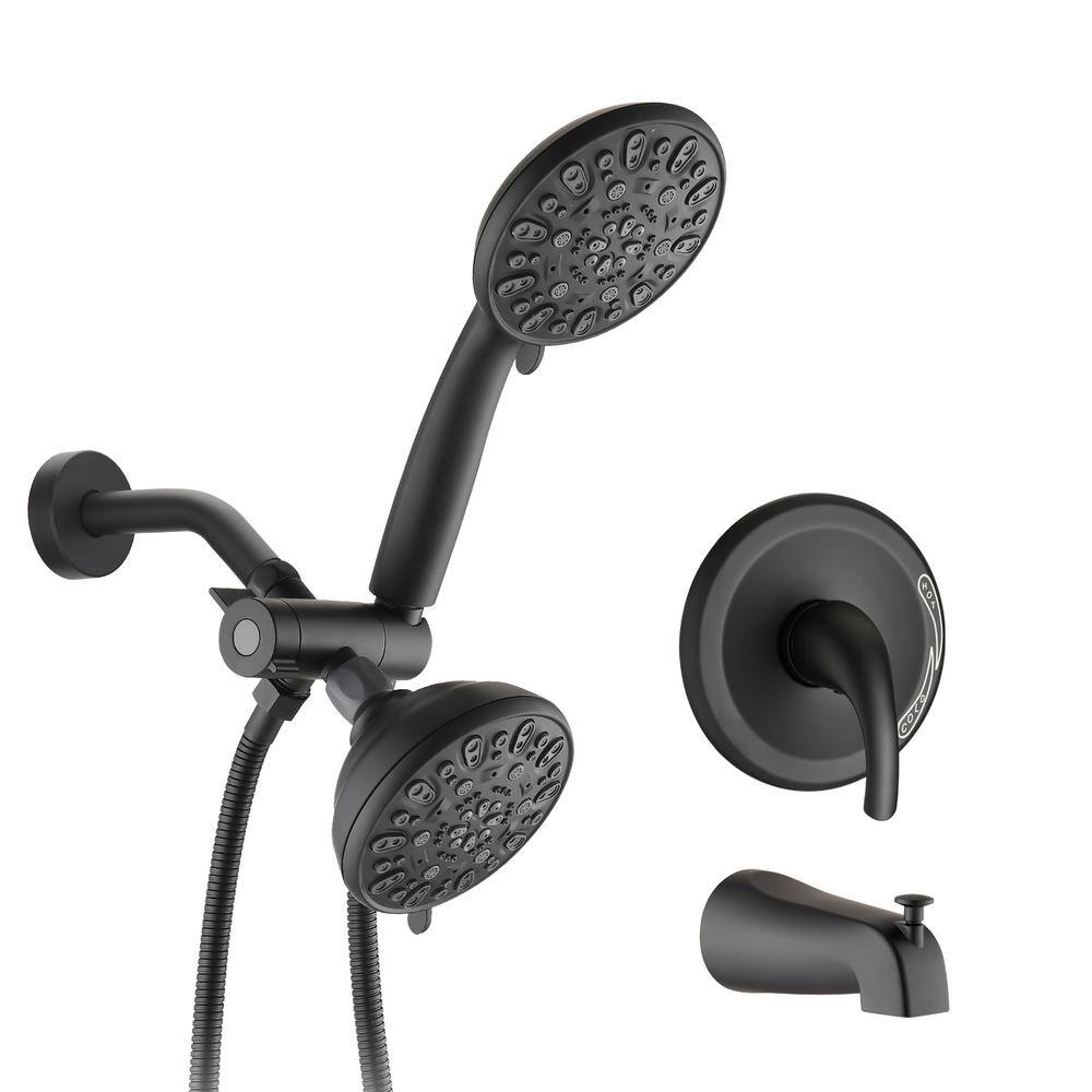 Pome Single Handle Dual 7-Spray Round High Pressure Shower Faucet with Tub Spout in Matte Black (Valve Included) price history on PriceWatchPro