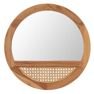Padma 17.5 in. W x 17.5 in. H Wood Round Modern Natural Wall Mirror