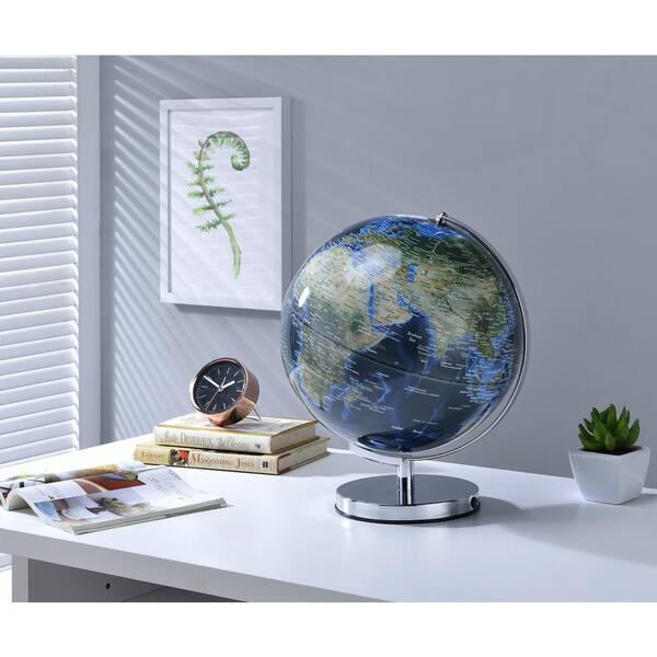 Unbranded 15 in. True Outward Blue Globe with City Lights on Chrome Frame