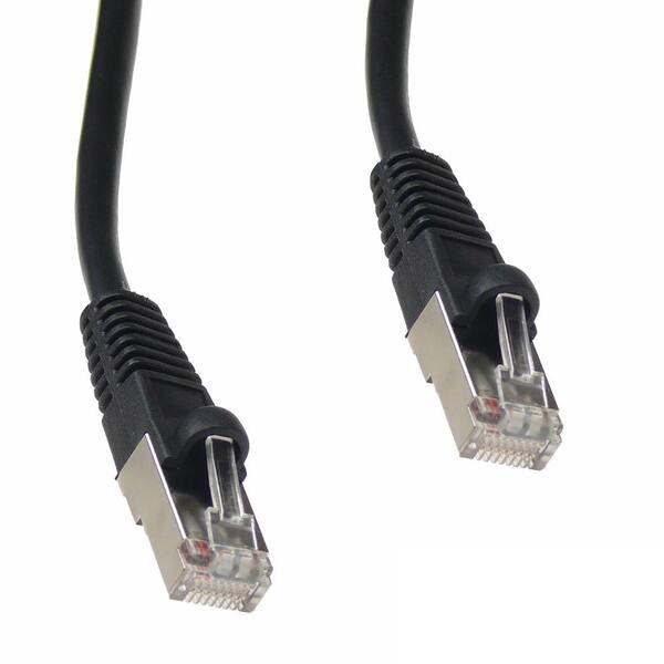 CyberWireAndCable 100ft Cat5e Molded Shielded STP Black Network Patch Cable 