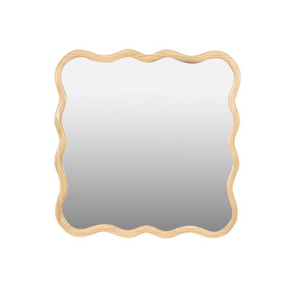 Miscool Anky Brown 36 in. W x 36 in. H Square Wooden Framed Decorative Wall Mirror, Bathroom Vanity Makeup Mirror
