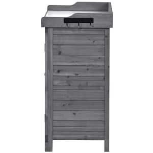 39 in. W x 19.1 in. D x 37.4 in. H Gray Wood Outdoor Storage Cabinet, Garden Wood Workstation with 2-Tier Shelves