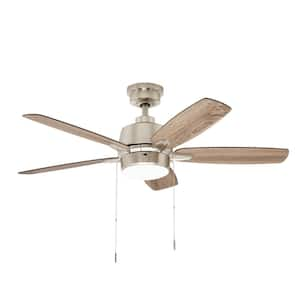 Fawndale 46 in. Integrated LED Brushed Nickel Ceiling Fan with Light